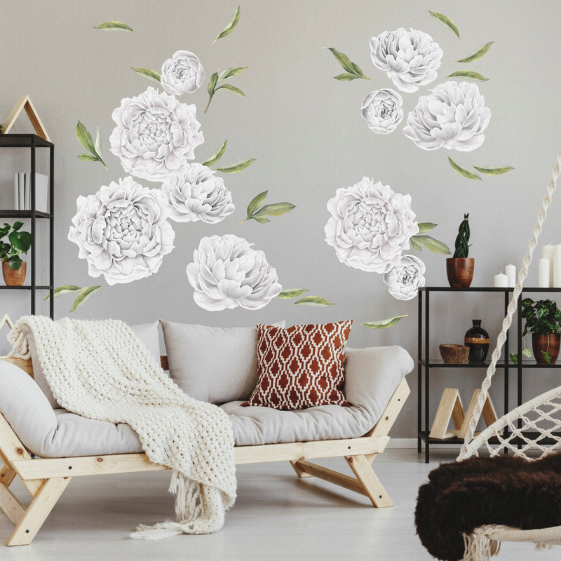 Самозалепващ тапет на цветя – бели божури