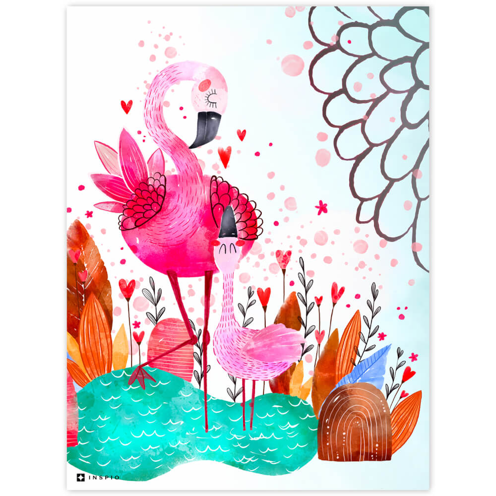 Картина за стена – розово фламинго