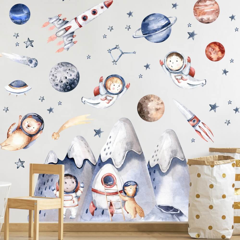 Малки астронавти – стикер за легло